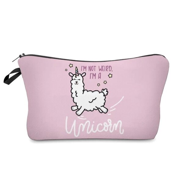 Unicorn Cosmetic Makeup Bag Clutch Pouch Travel I'm not weird weekend purse NEW - Picture 1 of 2